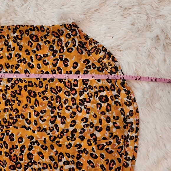 Minkpink orange and pink semi sheer cheetah print button down blouse - Picture 8 of 10